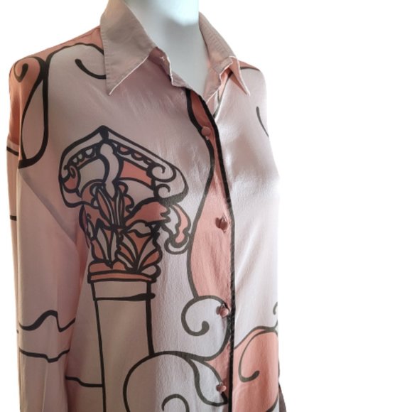 MARIO PUCCI CECCONI SIGNED ITALIAN 100% SILK VINTAGE 1960'S LONG SLEEVE BLOUSE - Picture 6 of 12